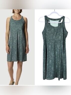 Columbia Green Splatter Sleeveless Cold Bay Dress Size Small UPF Outdoors Green